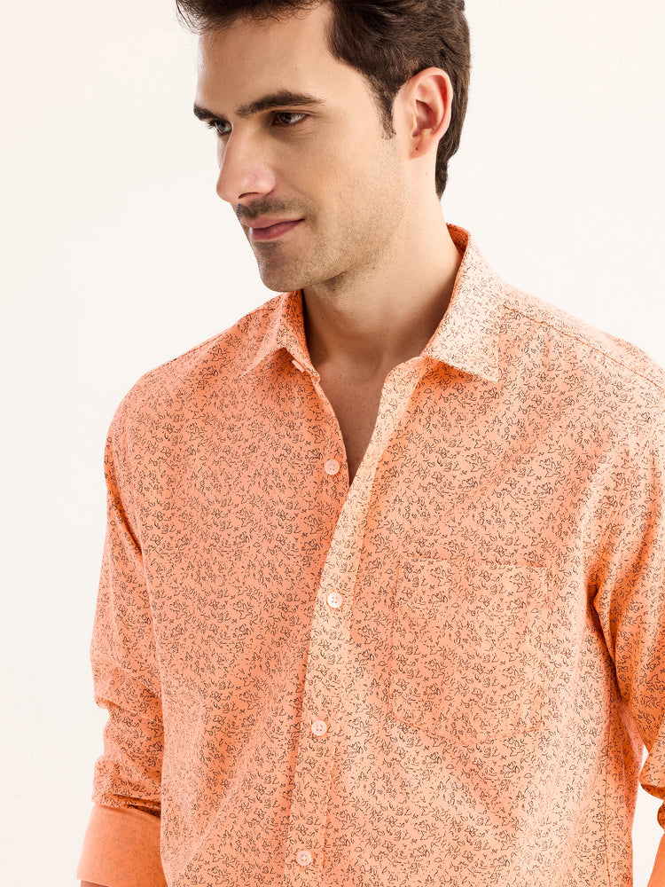 Orange Printed Shirt