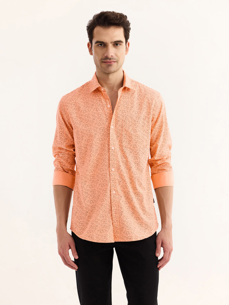 Orange Printed Shirt