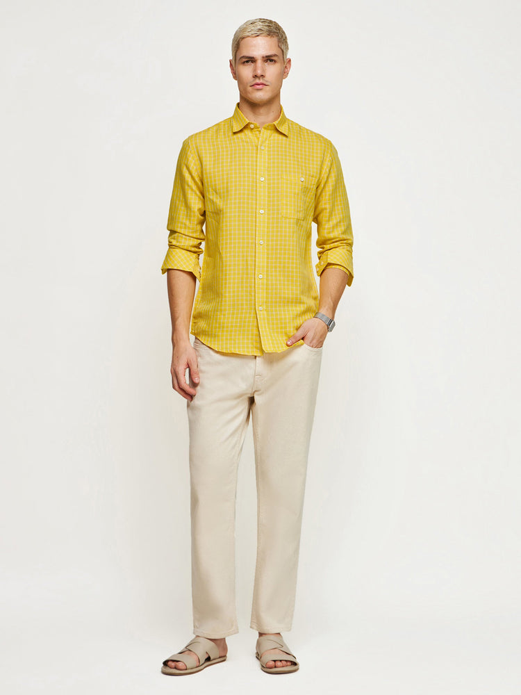 Checked Linen Cotton Shirt