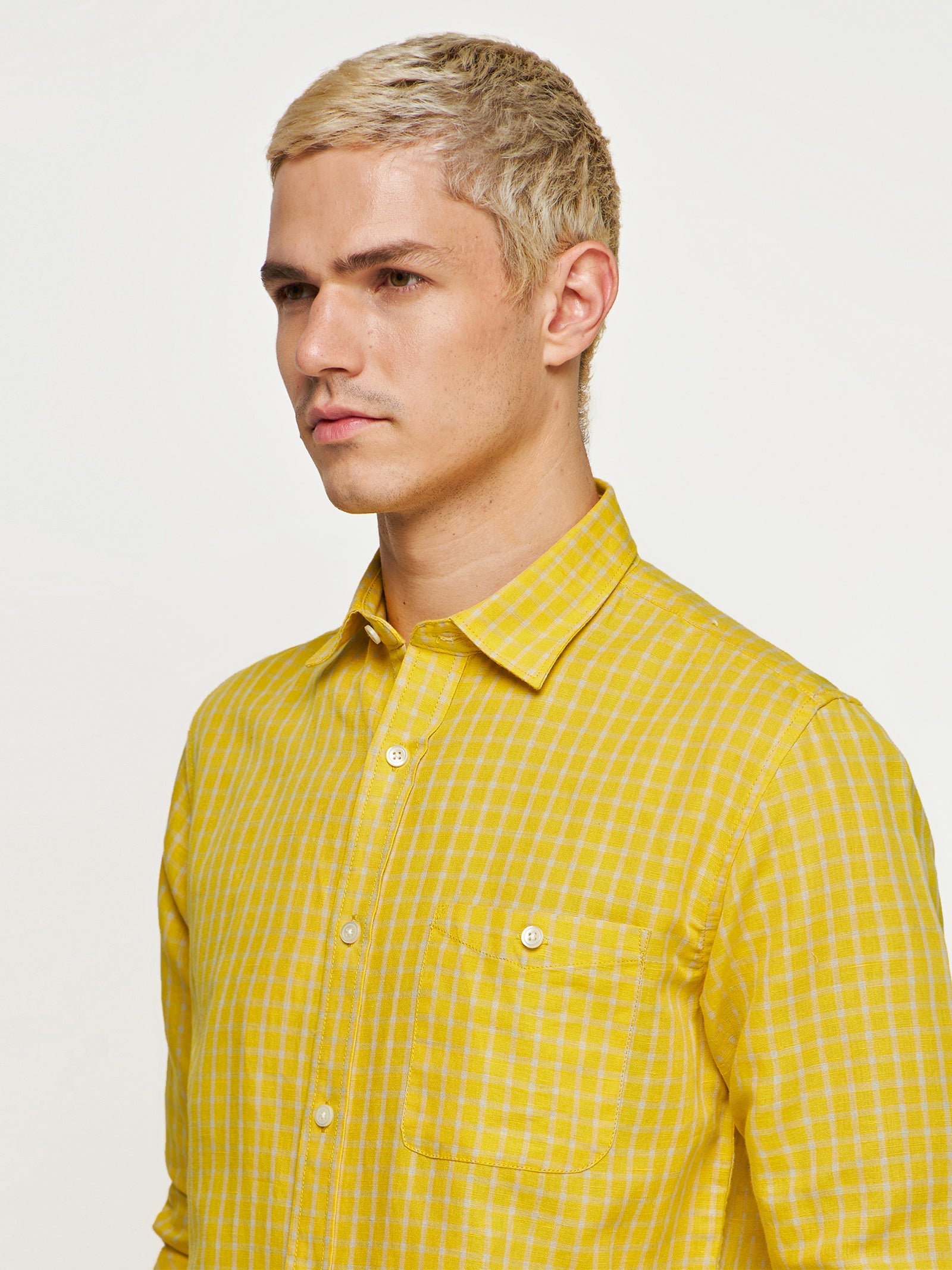 Checked Linen Cotton Shirt