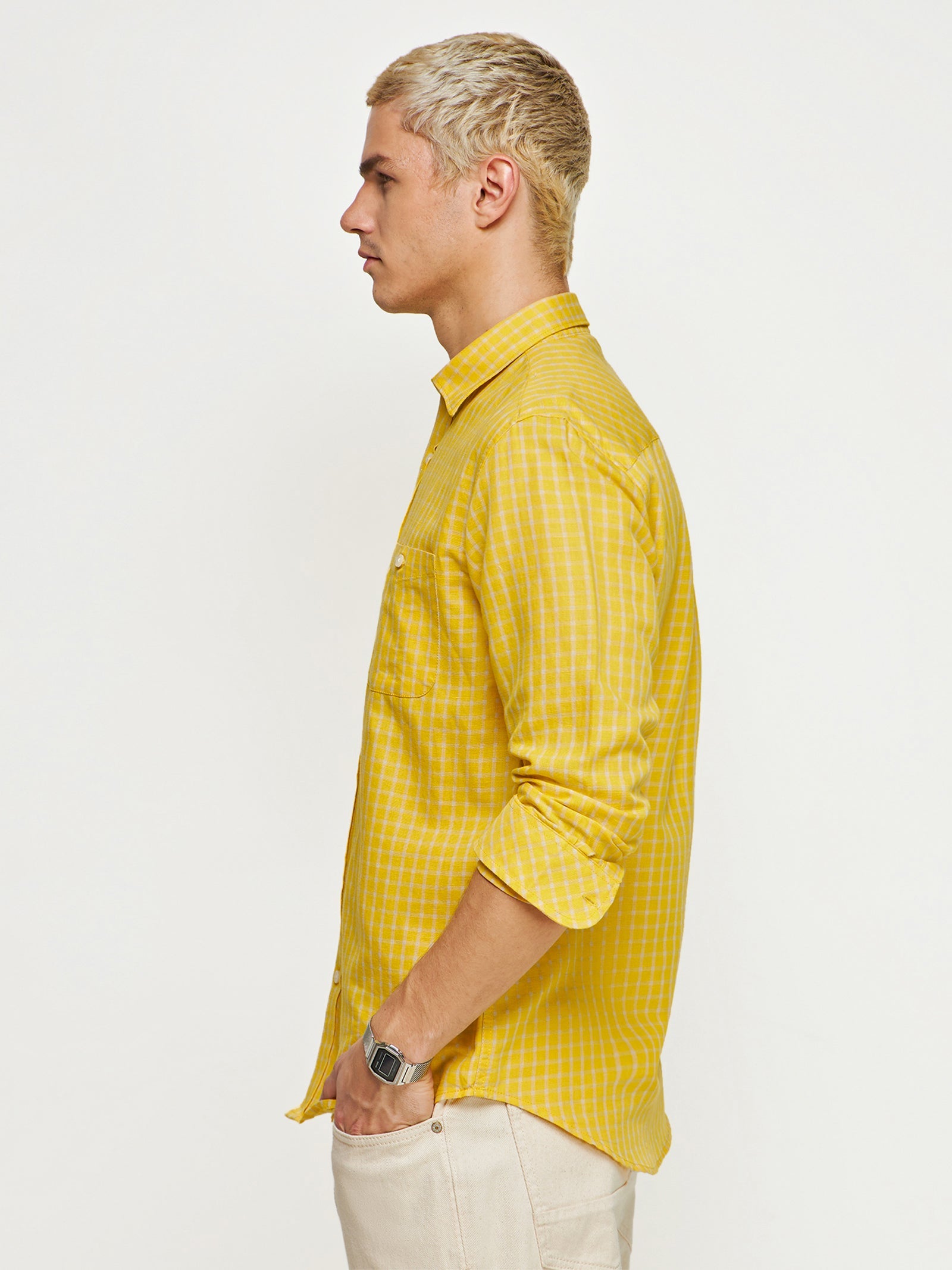 Checked Linen Cotton Shirt