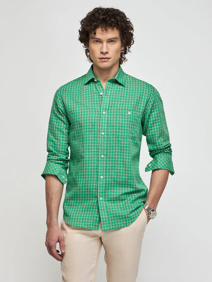 Checked Linen Cotton Shirt