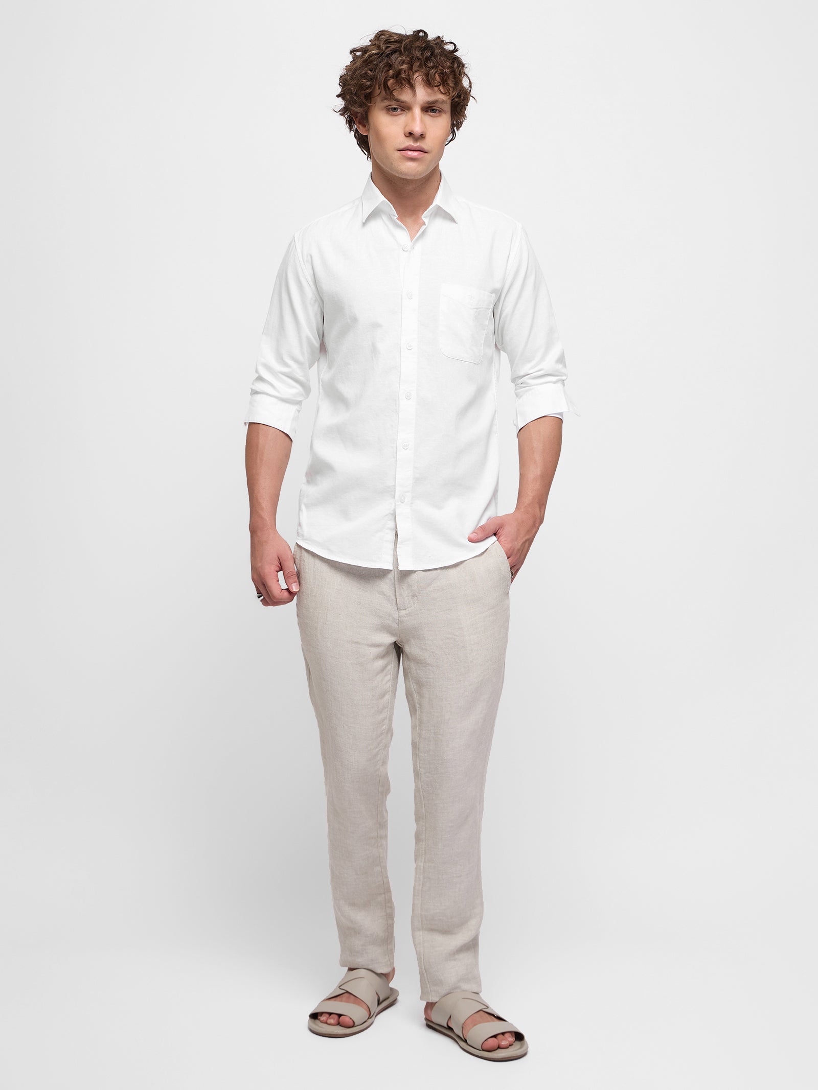 Linen Cotton Blend Oxford Shirt