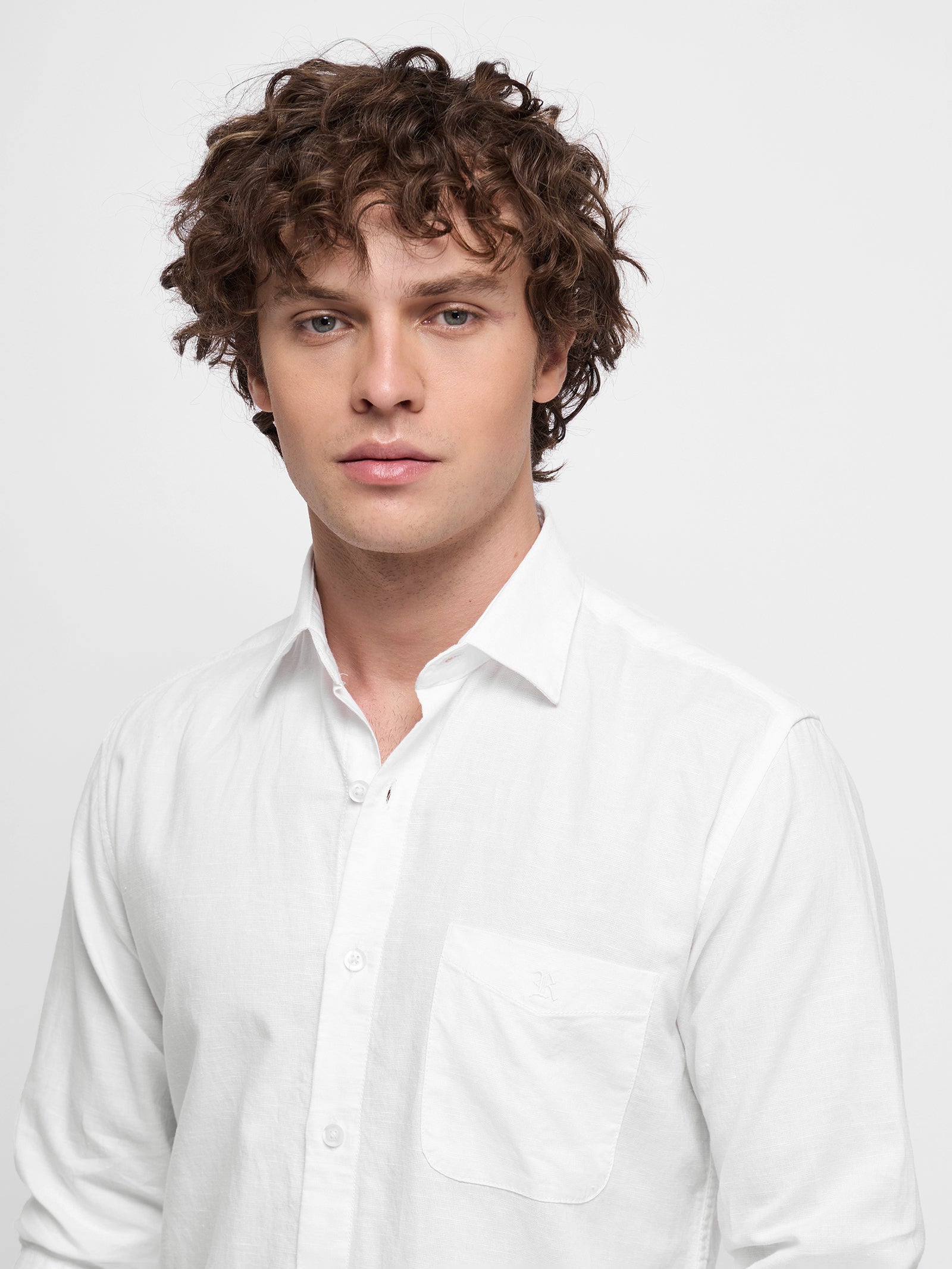 Linen Cotton Blend Oxford Shirt