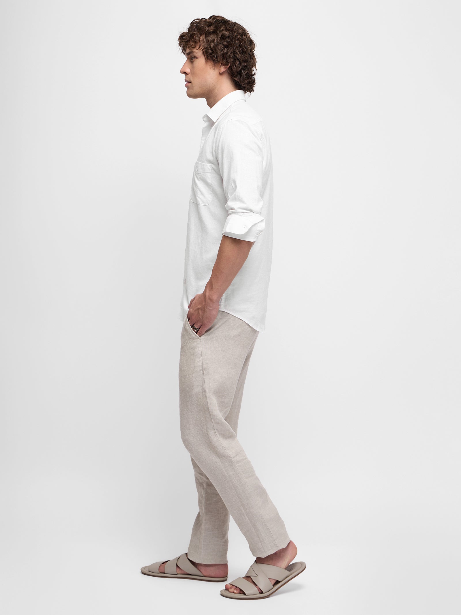 Linen Cotton Blend Oxford Shirt