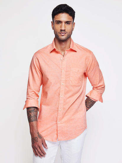 Linen Cotton Blend Oxford Shirt