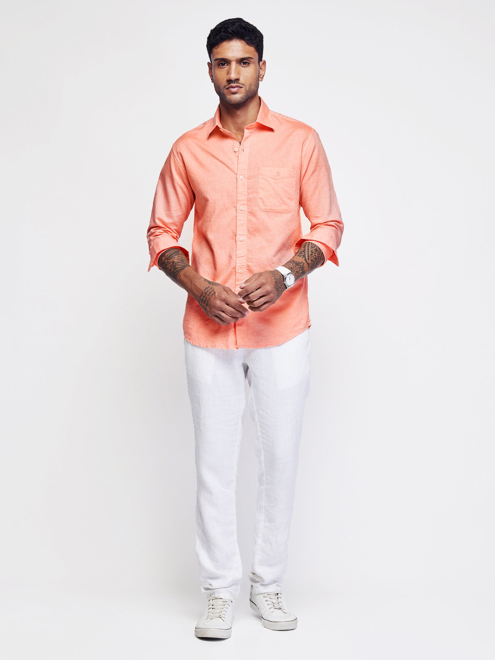 Linen Cotton Blend Oxford Shirt