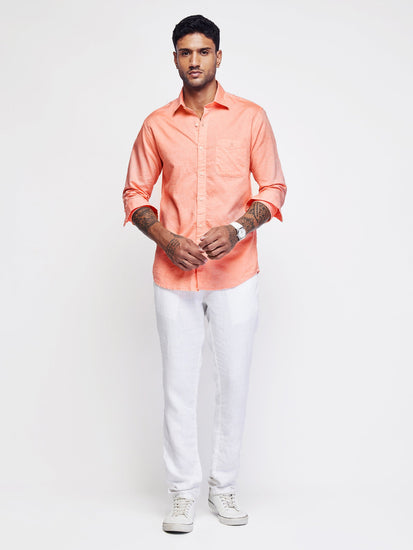 Linen Cotton Blend Oxford Shirt