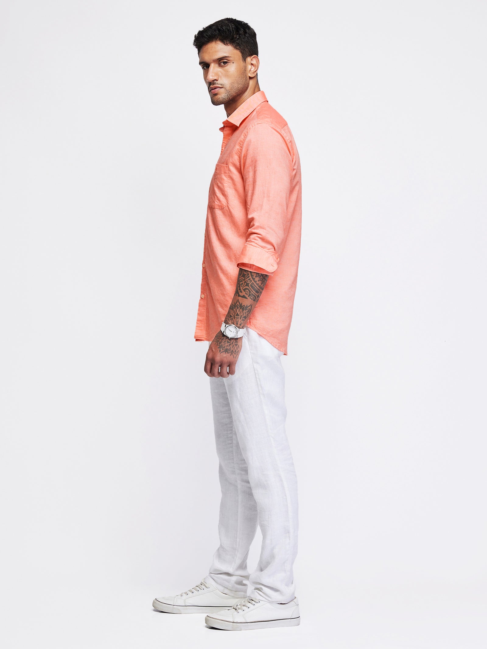 Linen Cotton Blend Oxford Shirt