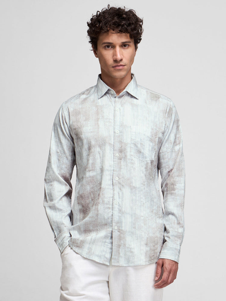 Abstract Print Textured Shirt