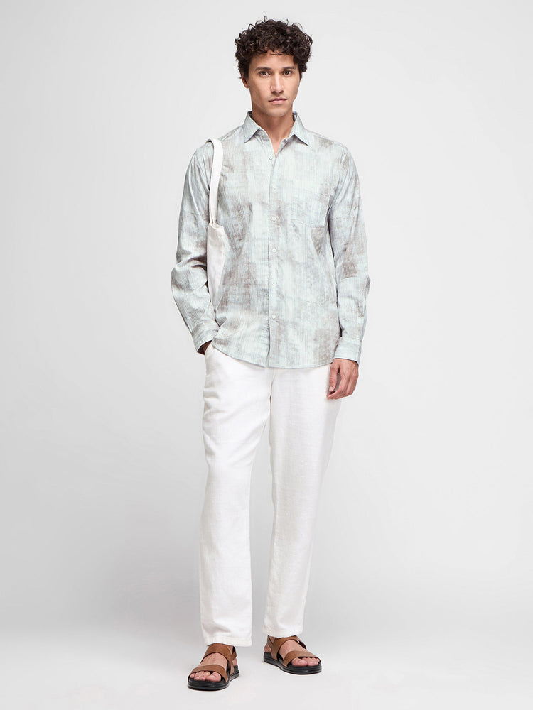 Abstract Print Textured Shirt