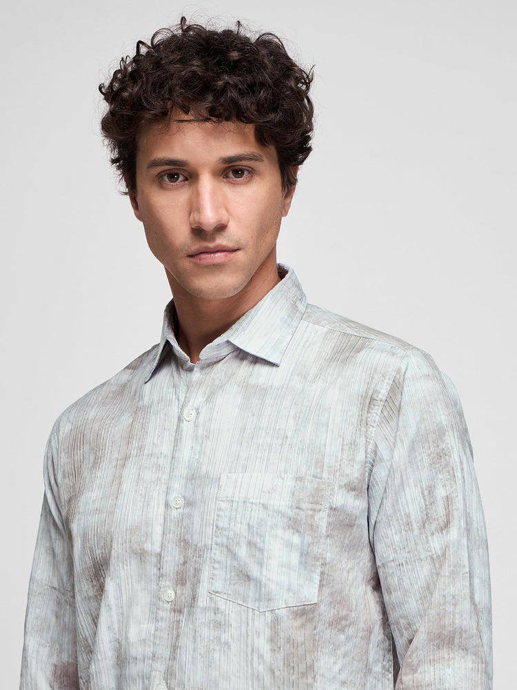 Abstract Print Textured Shirt