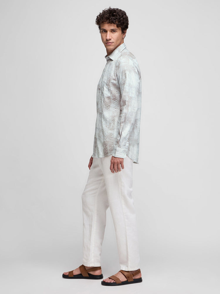 Abstract Print Textured Shirt