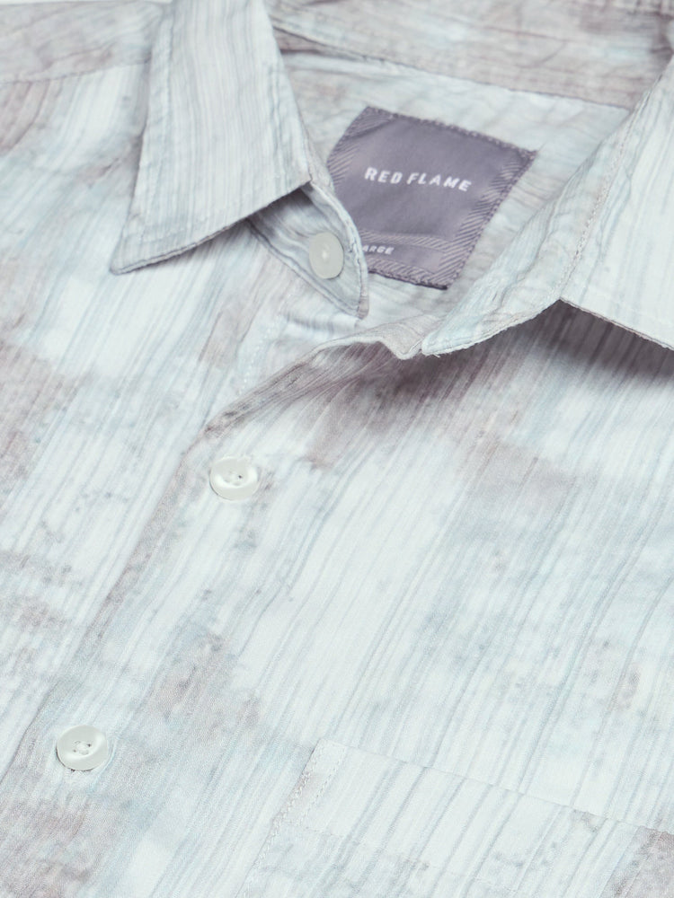 Abstract Print Textured Shirt