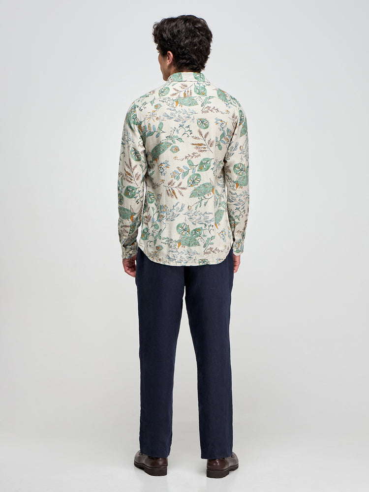 Floral Print Linen Blend Shirt