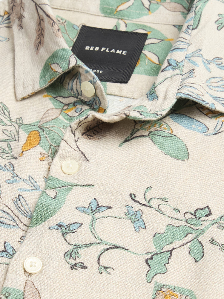 Floral Print Linen Blend Shirt