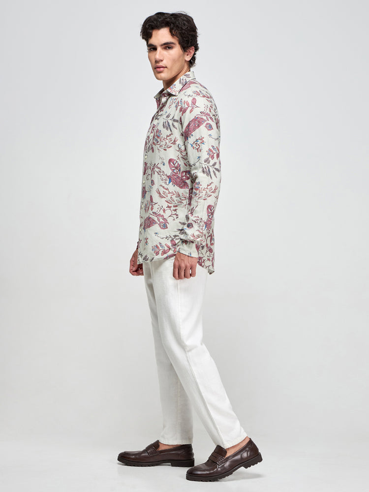 Floral Print Linen Blend Shirt