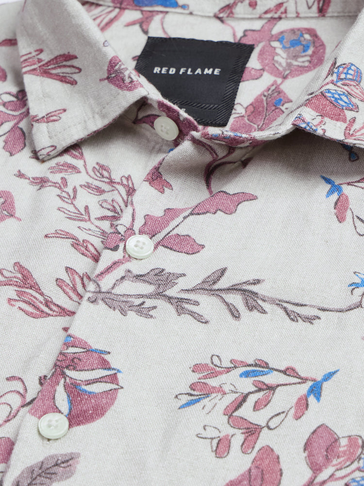 Floral Print Linen Blend Shirt