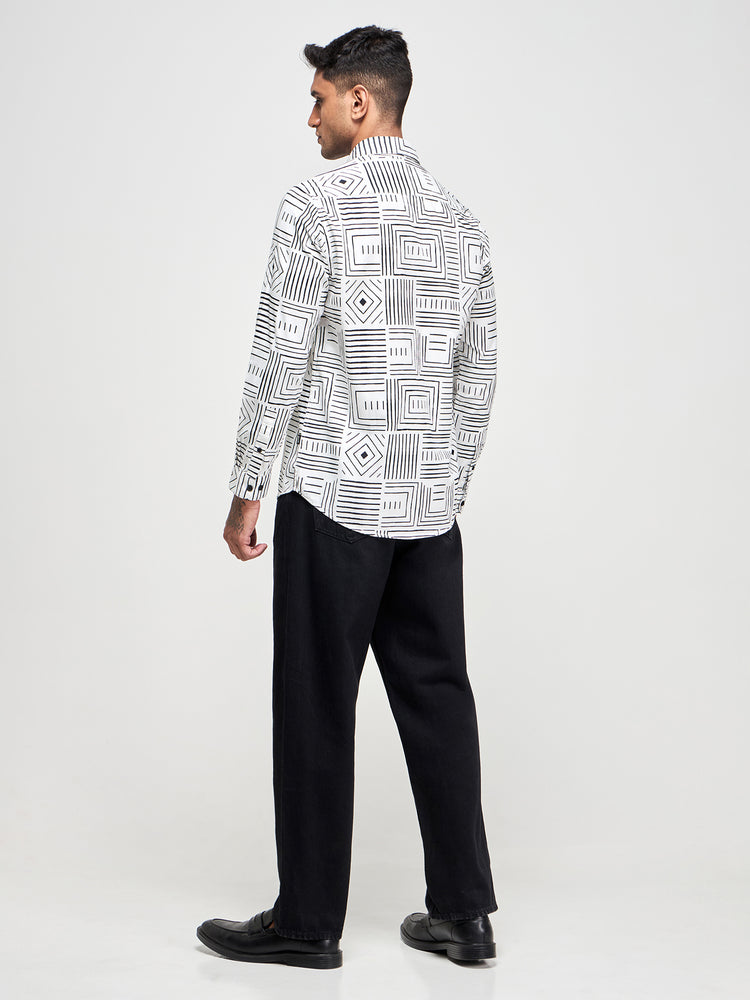 Geometric Print Textured Shirt