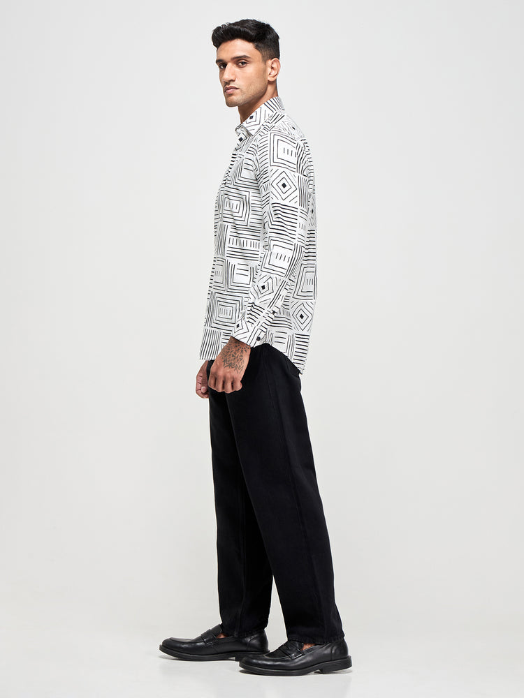 Geometric Print Textured Shirt