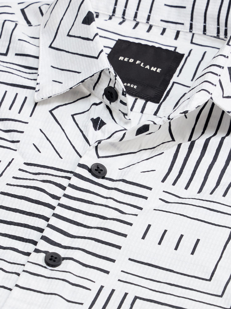 Geometric Print Textured Shirt