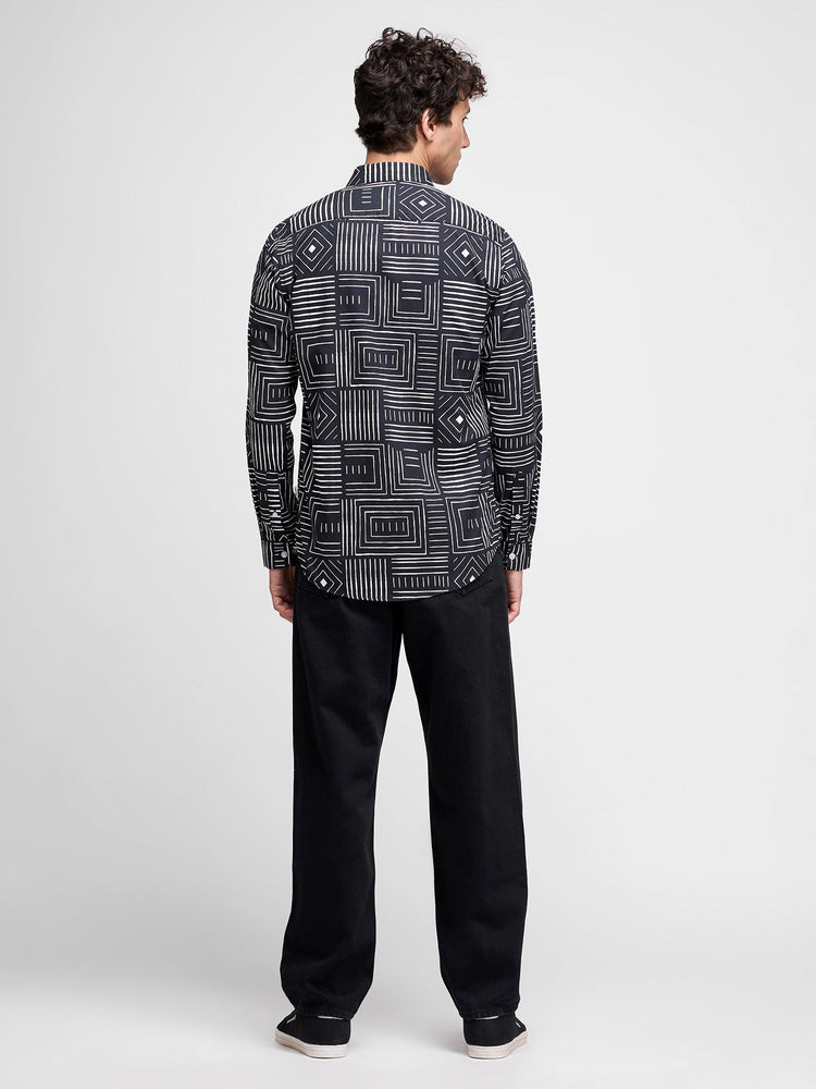 Geometric Print Textured Shirt