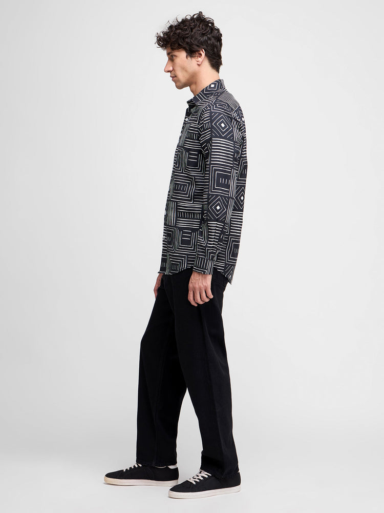 Geometric Print Textured Shirt
