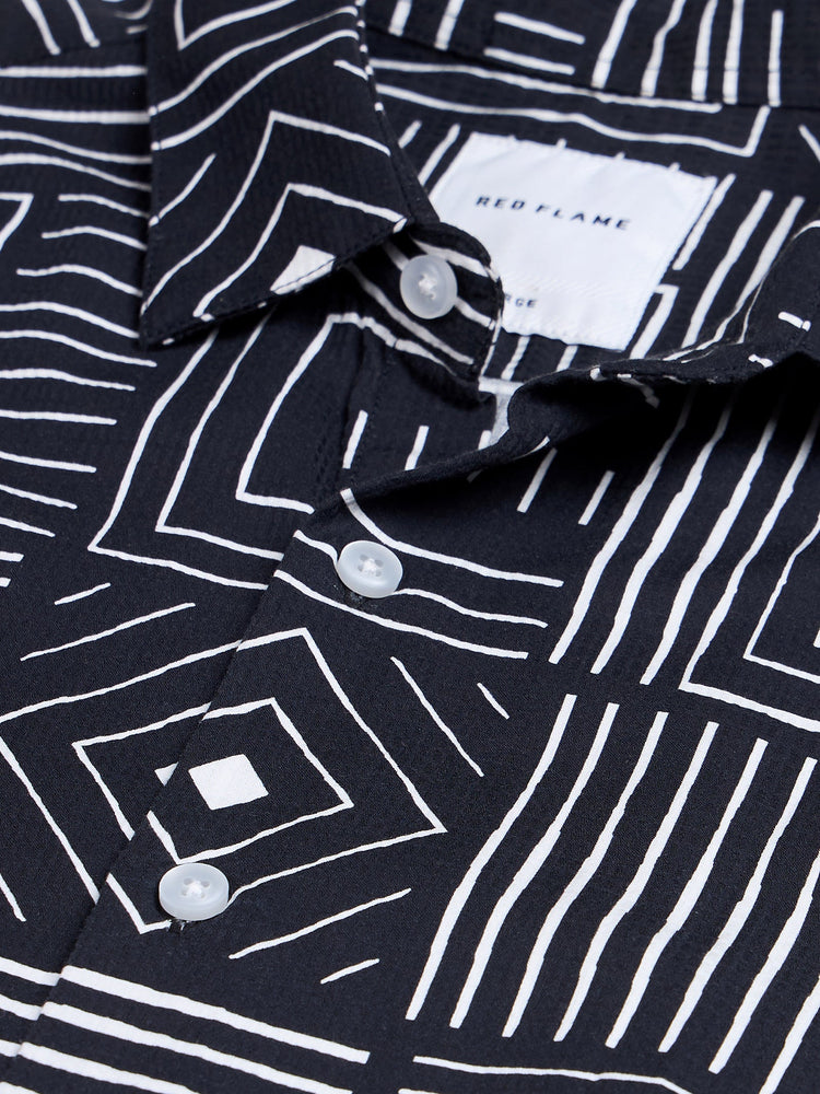 Geometric Print Textured Shirt