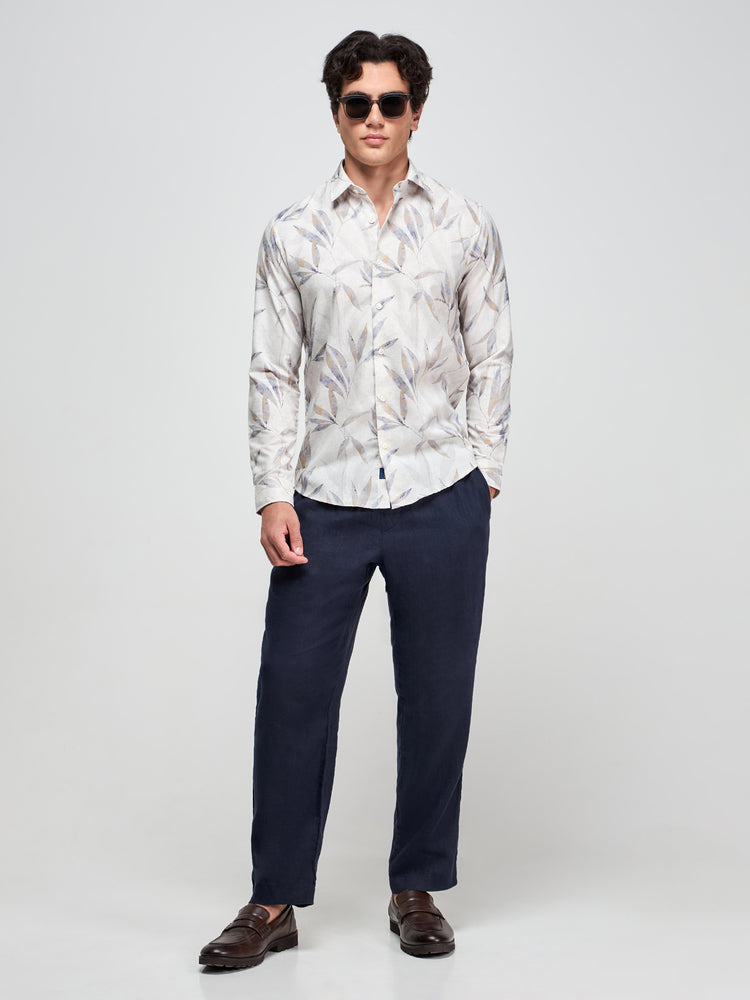 Floral Print Linen Blend Shirt