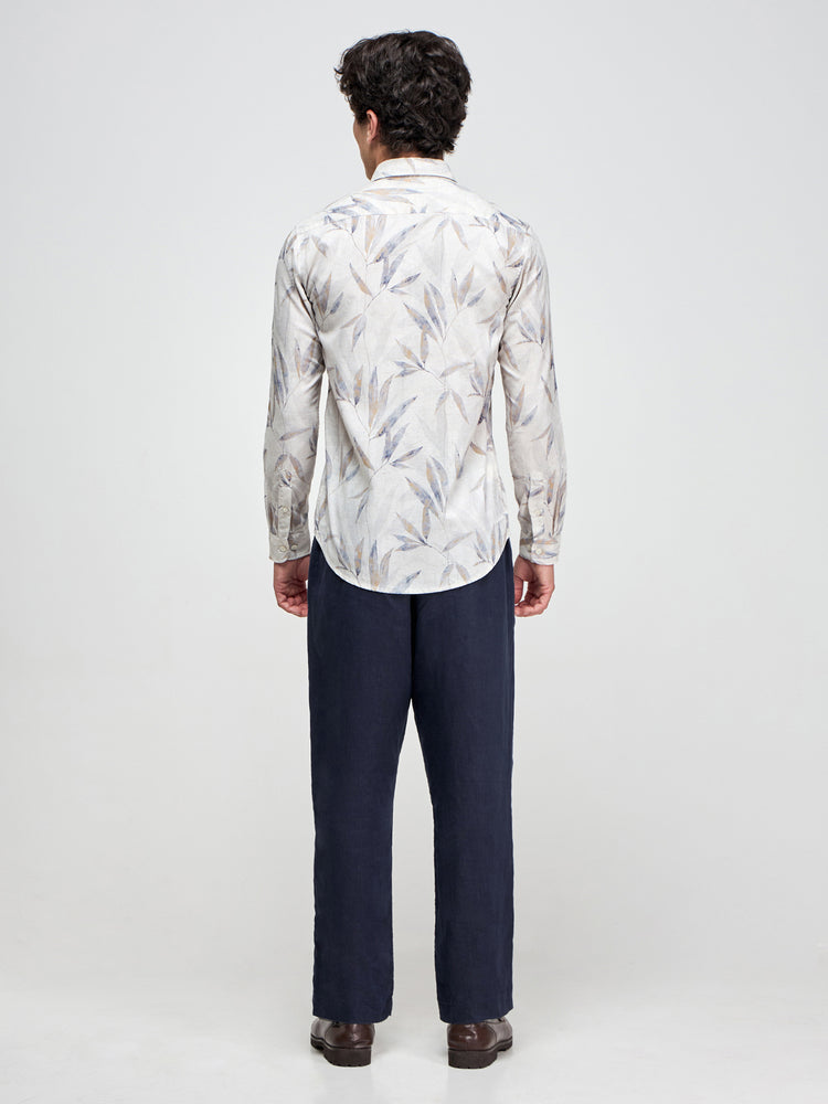 Floral Print Linen Blend Shirt