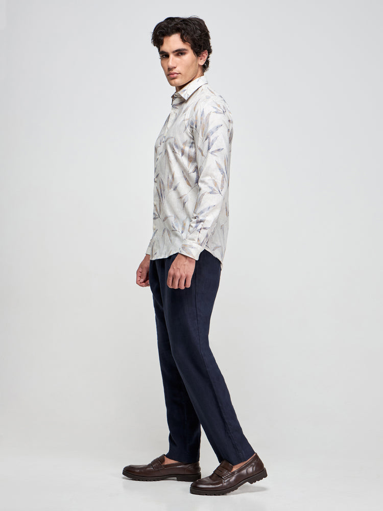 Floral Print Linen Blend Shirt