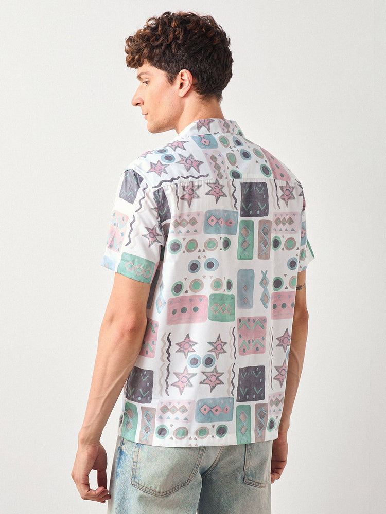 Relaxed Fit Geometric Print Shirt