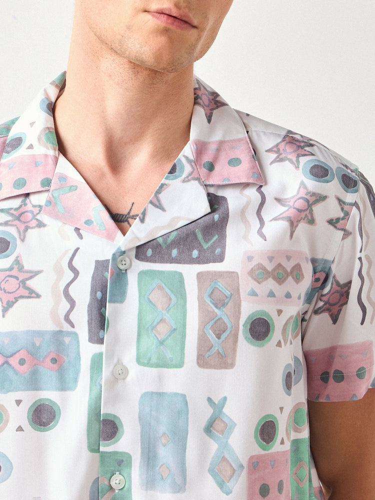 Relaxed Fit Geometric Print Shirt