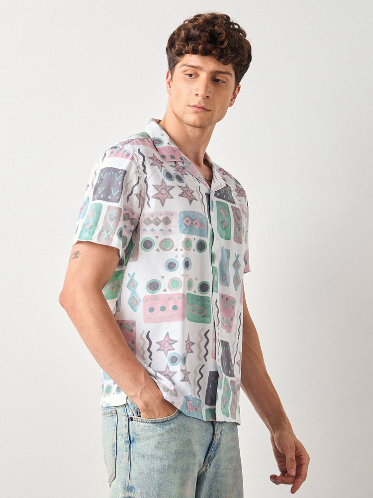 Relaxed Fit Geometric Print Shirt