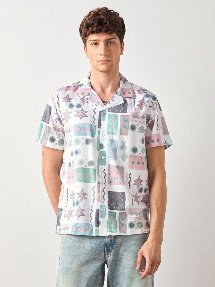 Relaxed Fit Geometric Print Shirt