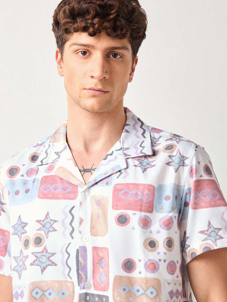 Relaxed Fit Geometric Print Shirt