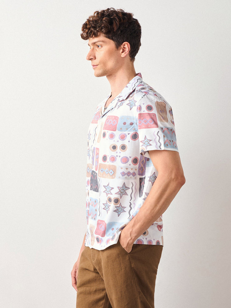 Relaxed Fit Geometric Print Shirt