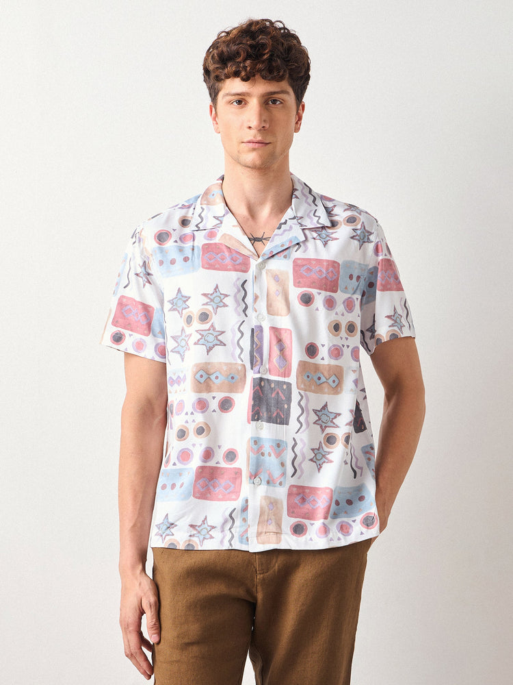 Relaxed Fit Geometric Print Shirt