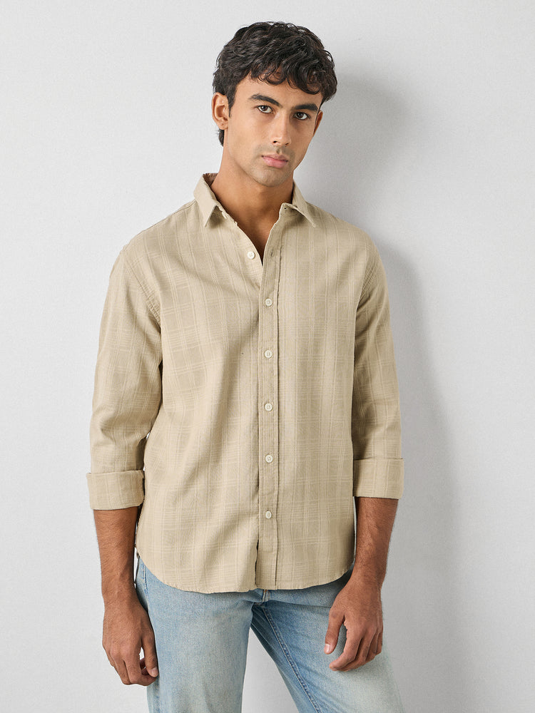 Regular Fit Self Checked Shirt