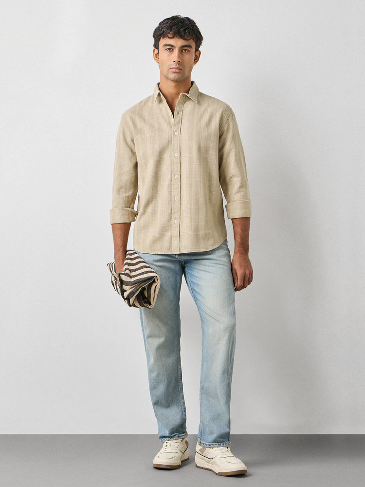 Regular Fit Self Checked Shirt