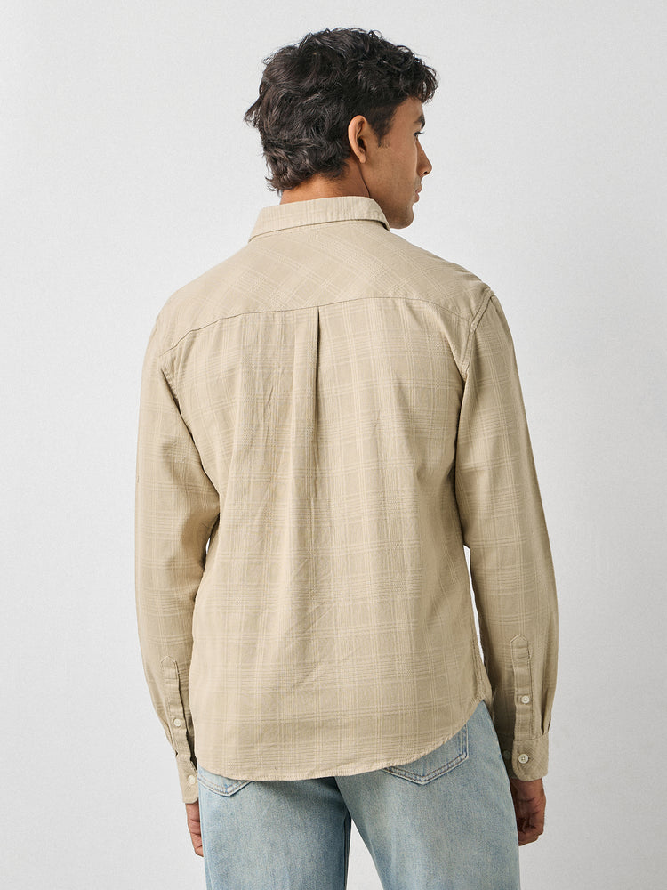 Regular Fit Self Checked Shirt