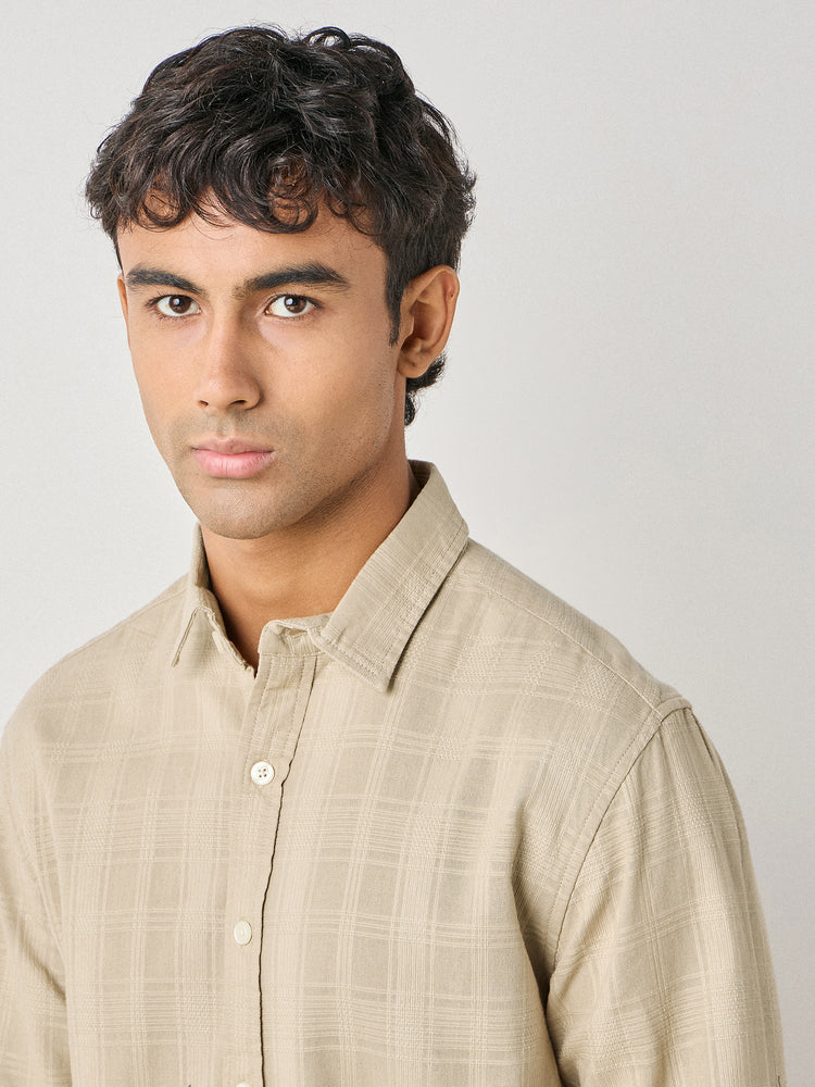 Regular Fit Self Checked Shirt