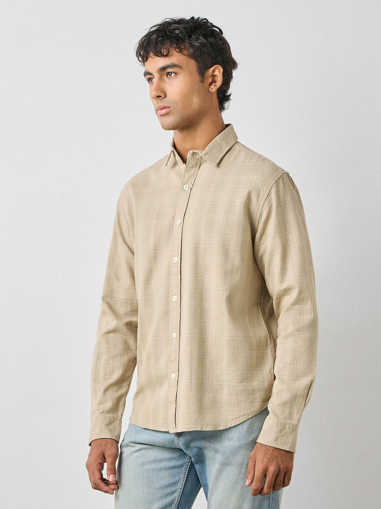 Regular Fit Self Checked Shirt