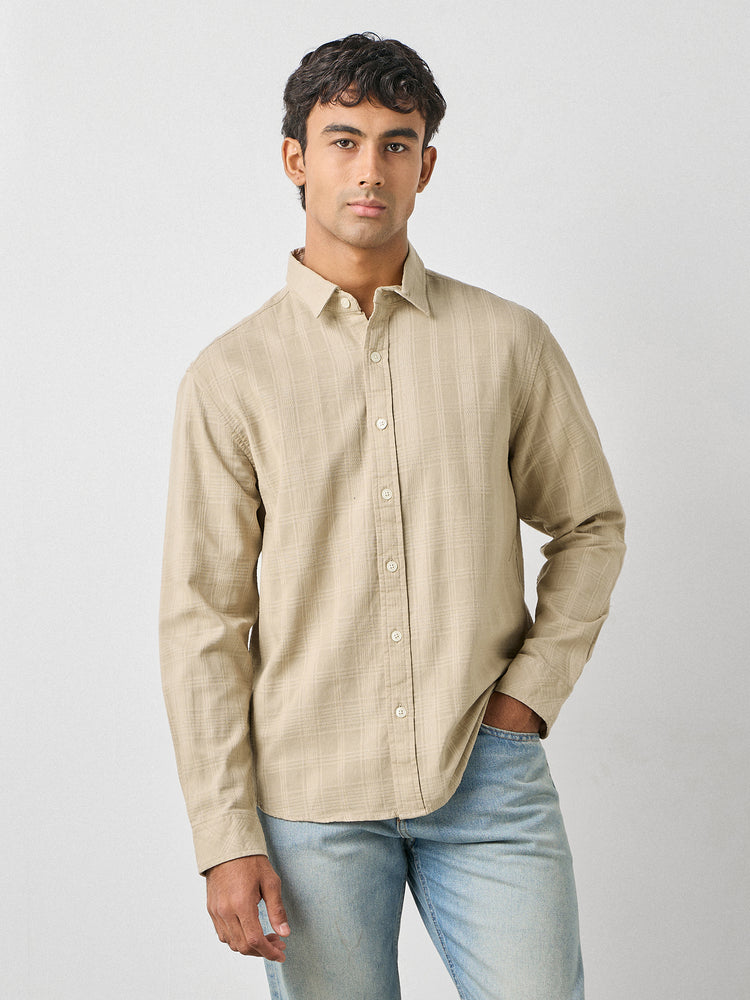 Regular Fit Self Checked Shirt