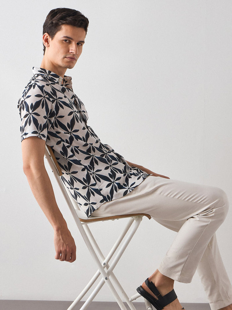 Abstract Print Linen Shirt