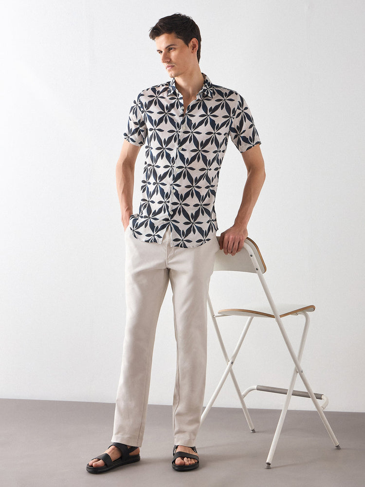 Abstract Print Linen Shirt