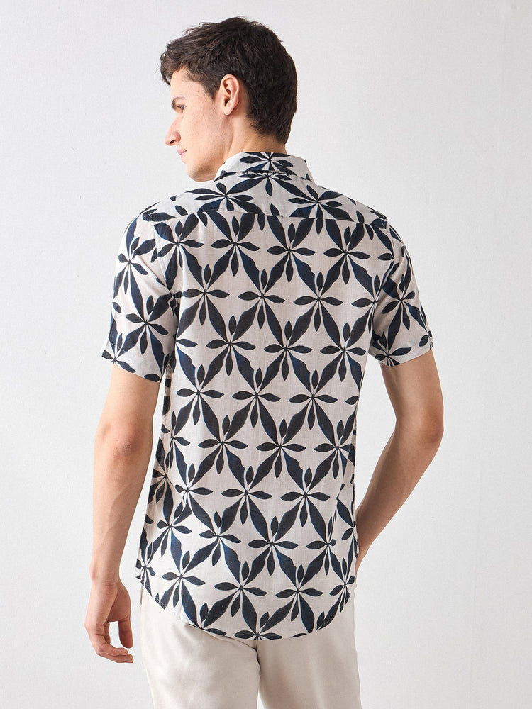 Abstract Print Linen Shirt