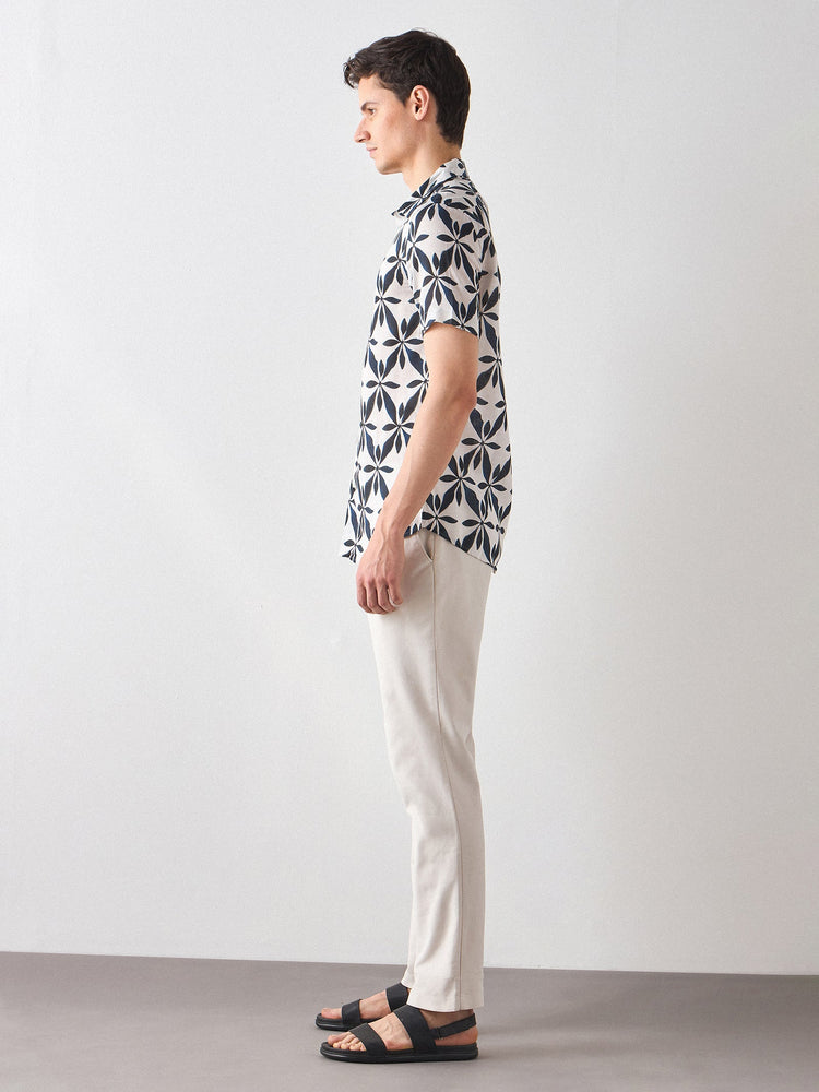 Abstract Print Linen Shirt