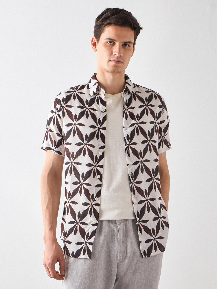 Abstract Print Linen Shirt