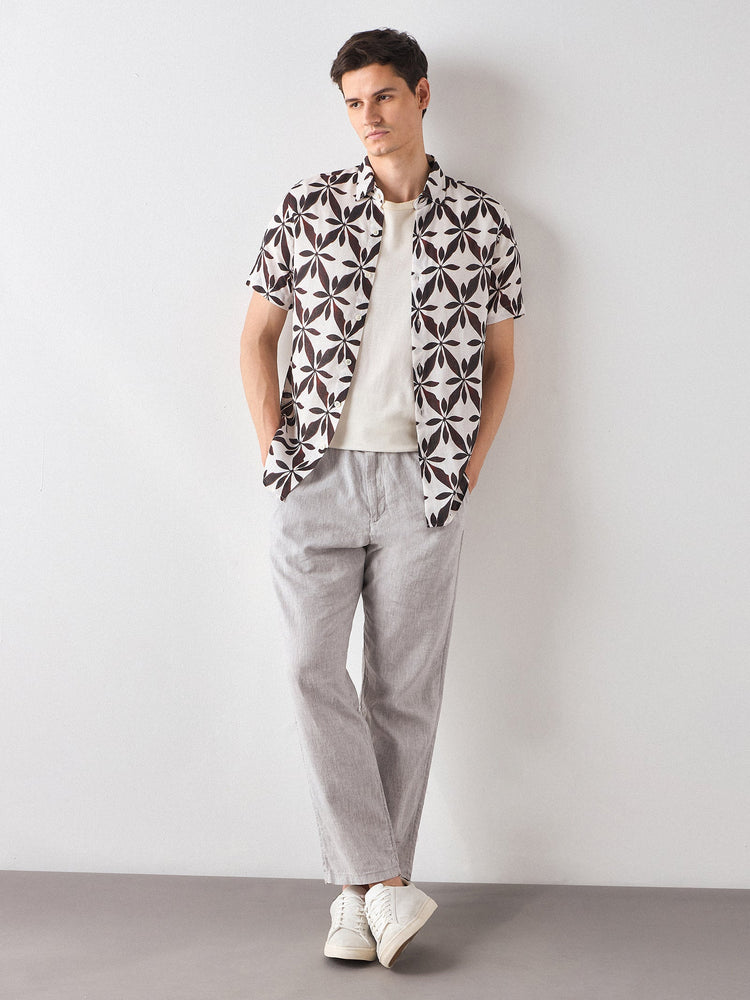 Abstract Print Linen Shirt